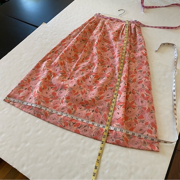 Vintage 80s Pendleton Skirt Womens Size 6 Small Midi Floral Orange Made In USA - Picture 8 of 11
